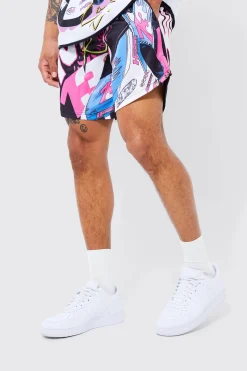 Loose Fit Short Length Graphic Short | BoohooMAN UK