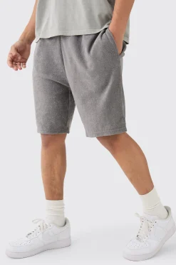Loose Fit Split Hem Towelling Short | BoohooMAN UK
