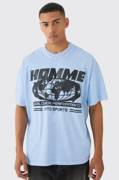 Loose Homme Global Wash Print T-shirt | BoohooMAN UK