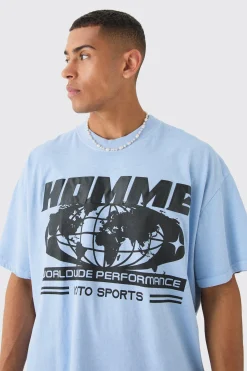 Loose Homme Global Wash Print T-shirt | BoohooMAN UK