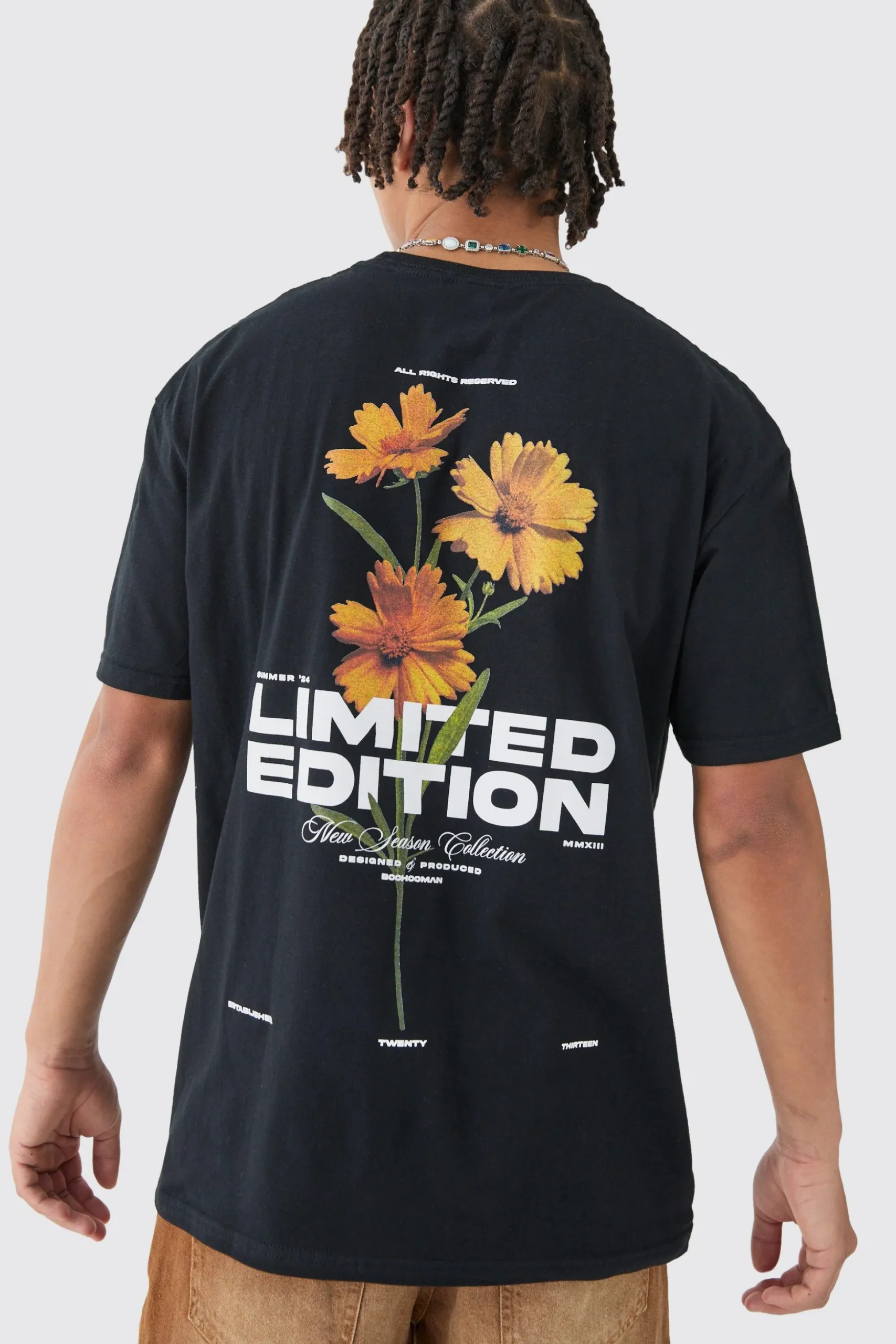 Loose Limited Edition Floral Back Print T-shirt | BoohooMAN UK