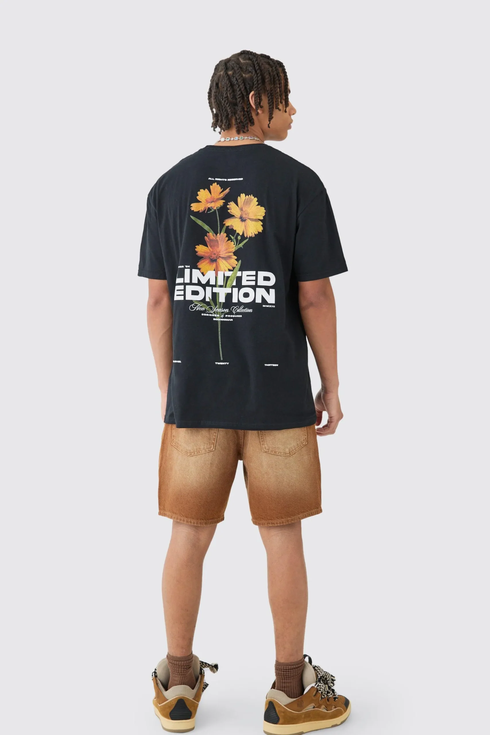 Loose Limited Edition Floral Back Print T-shirt | BoohooMAN UK