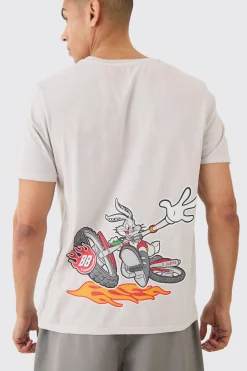 Loose Looney Tunes Bugs Bunny Wash License T-shirt | BoohooMAN UK