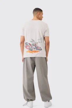 Loose Looney Tunes Bugs Bunny Wash License T-shirt | BoohooMAN UK