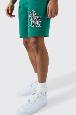 Loose Mid Length Applique Shorts | BoohooMAN UK