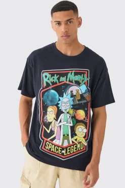 Loose Rick And Morty Cartoon License T-shirt | BoohooMAN UK