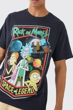 Loose Rick And Morty Cartoon License T-shirt | BoohooMAN UK