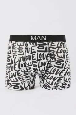 Love Printed Boxers In Gift Box | BoohooMAN UK