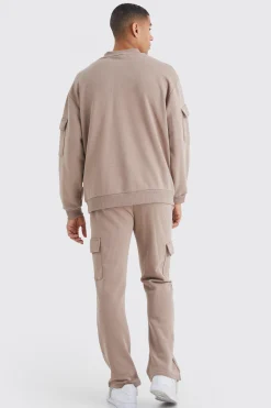 Luxe Graphic Cargo Pocket Gusset Tracksuit | BoohooMAN UK