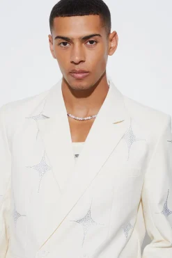 Luxe Rhinestone Embellished Relaxed Fit Suit | BoohooMAN UK