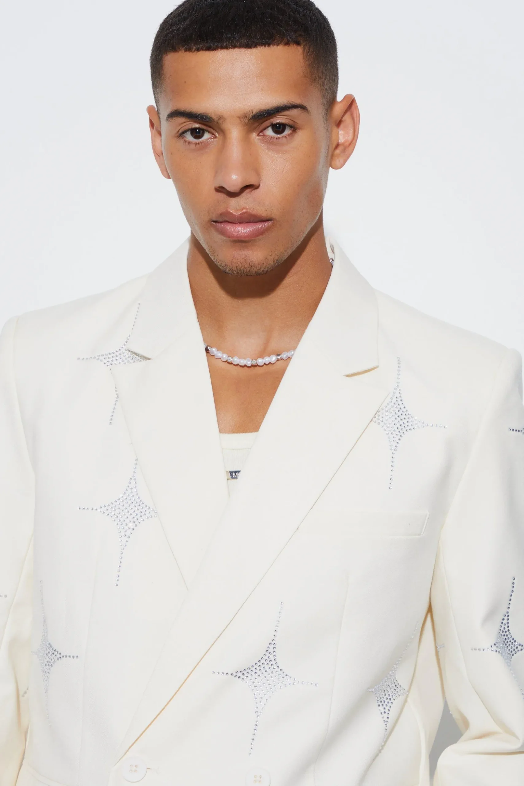 Luxe Rhinestone Embellished Relaxed Fit Suit | BoohooMAN UK