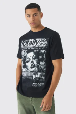 Magazine Graphic T-Shirt | BoohooMAN UK