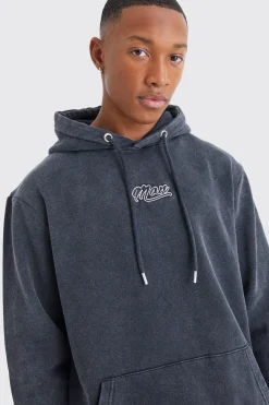 Man Acid Wash Over Head Hoodie | BoohooMAN UK