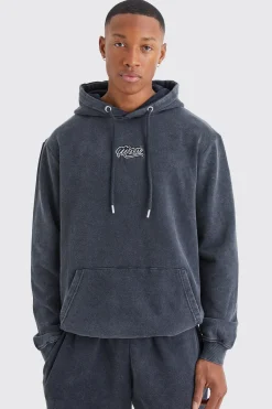 Man Acid Wash Over Head Hoodie | BoohooMAN UK