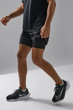 Man Active 2 In 1 3inch Regular Fit Running Short | BoohooMAN UK