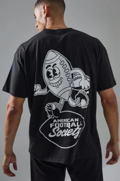 Man Active American Football Society Oversized T-shirt | BoohooMAN UK