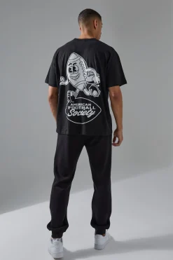 Man Active American Football Society Oversized T-shirt | BoohooMAN UK