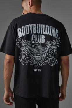 Man Active Body Building Club Oversized T-shirt | BoohooMAN UK