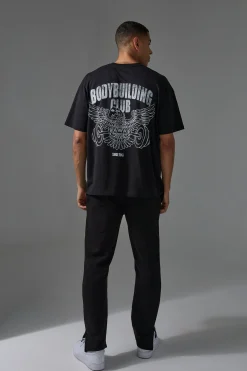 Man Active Body Building Club Oversized T-shirt | BoohooMAN UK