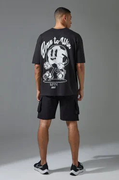 Man Active Born To Win Football Oversized T-shirt | BoohooMAN UK