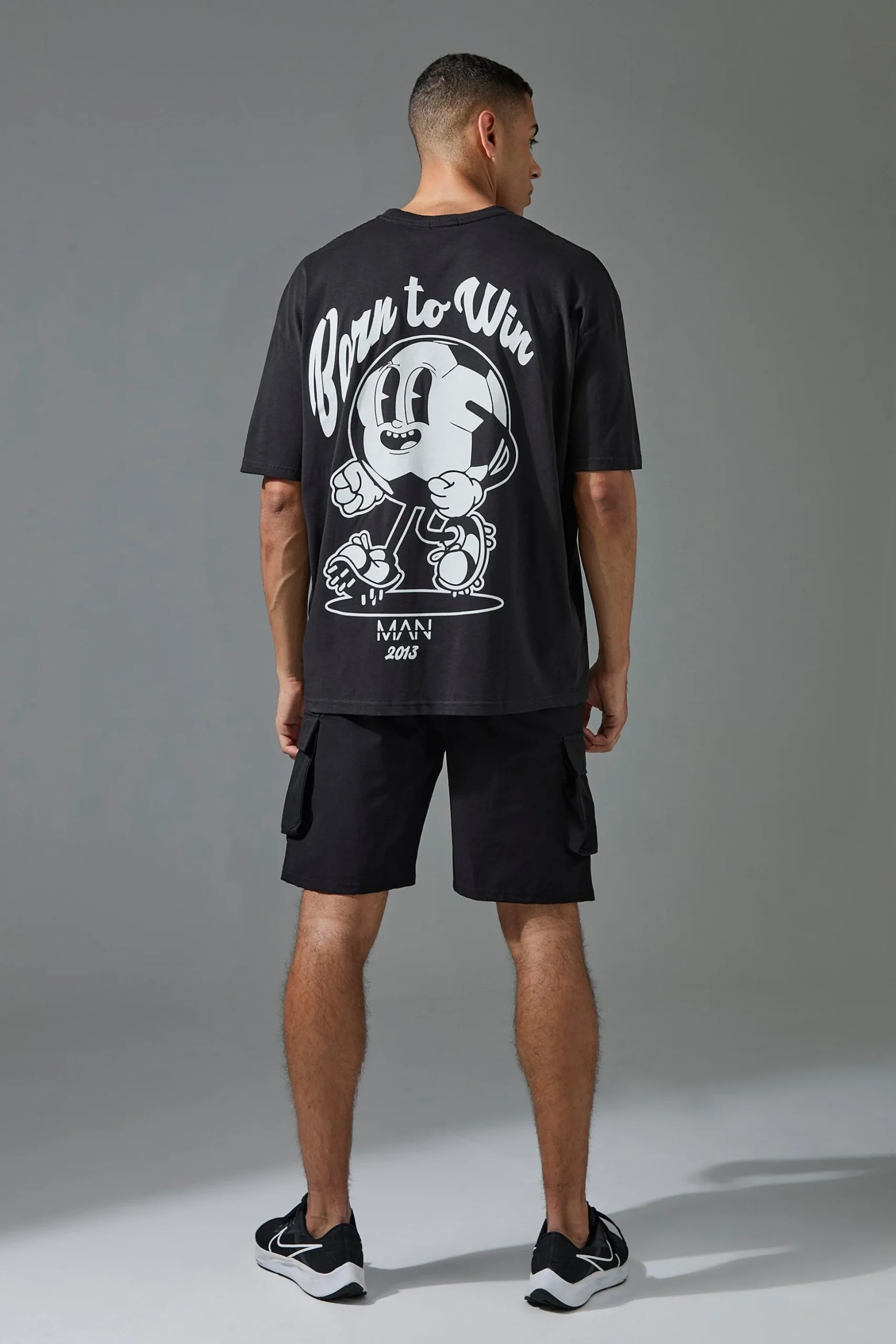 Man Active Born To Win Football Oversized T-shirt | BoohooMAN UK