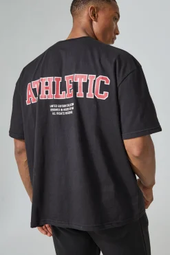 Man Active Boxy Athletic Back Print T-shirt | BoohooMAN UK
