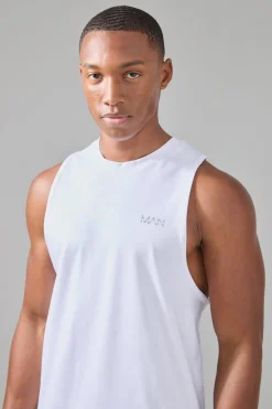 Man Active Camo Performance Reg Fit Tank | BoohooMAN UK