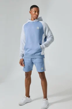 Man Active Colour Block Short Tracksuit | BoohooMAN UK