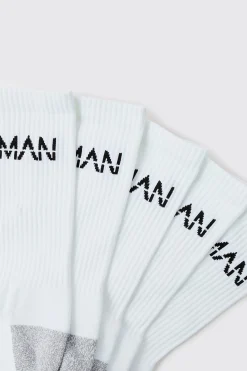 Man Active Cushioned Training Crew 5 Pack Socks | BoohooMAN UK