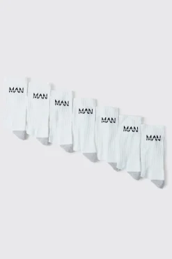 Man Active Cushioned Training Crew 7 Pack Socks | BoohooMAN UK