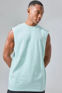 Man Active Deep Cut Drop Armhole Jersey Reg Fit Tank | BoohooMAN UK