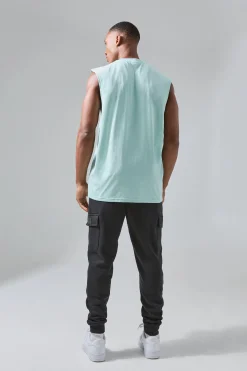 Man Active Deep Cut Drop Armhole Jersey Reg Fit Tank | BoohooMAN UK