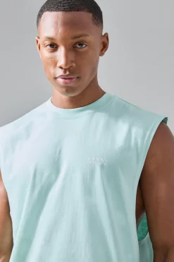 Man Active Deep Cut Drop Armhole Jersey Reg Fit Tank | BoohooMAN UK