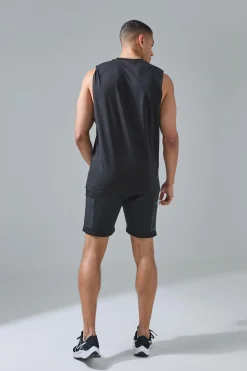 Man Active Deep Cut Drop Armhole Jersey Reg Fit Tank | BoohooMAN UK