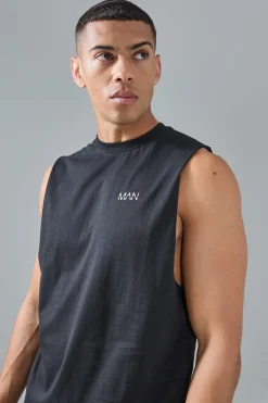 Man Active Deep Cut Drop Armhole Jersey Reg Fit Tank | BoohooMAN UK