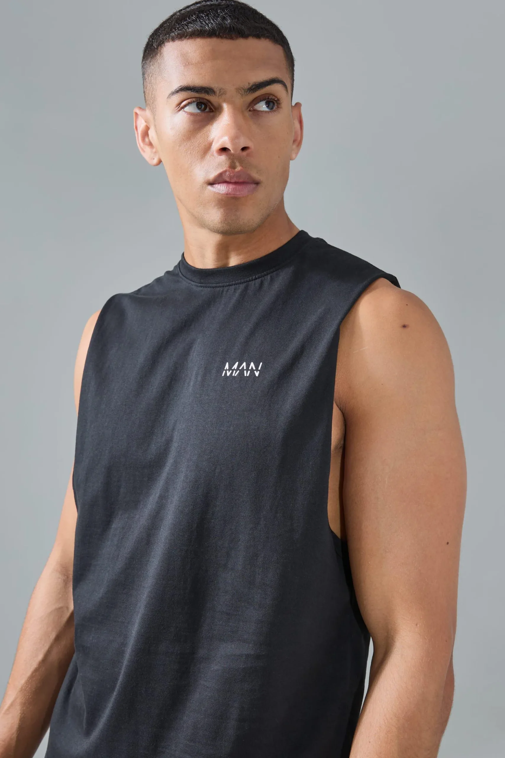 Man Active Deep Cut Drop Armhole Jersey Reg Fit Tank | BoohooMAN UK