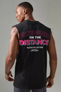 Man Active Determined For The Distance Reg Fit Tank | BoohooMAN UK