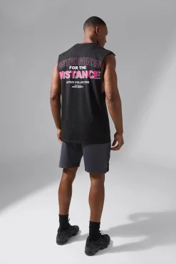 Man Active Determined For The Distance Reg Fit Tank | BoohooMAN UK