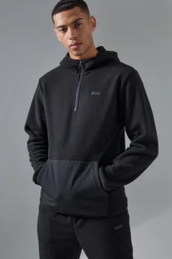 Man Active Fleece 1/4 Hoodie | BoohooMAN UK
