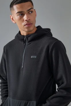 Man Active Fleece 1/4 Hoodie | BoohooMAN UK
