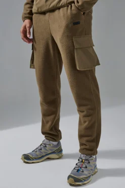 Man Active Fleece Cargo Jogger | BoohooMAN UK