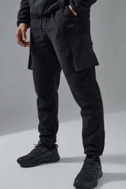 Man Active Fleece Cargo Jogger | BoohooMAN UK