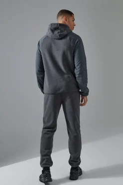 Man Active Fleece High Neck Hoodie | BoohooMAN UK
