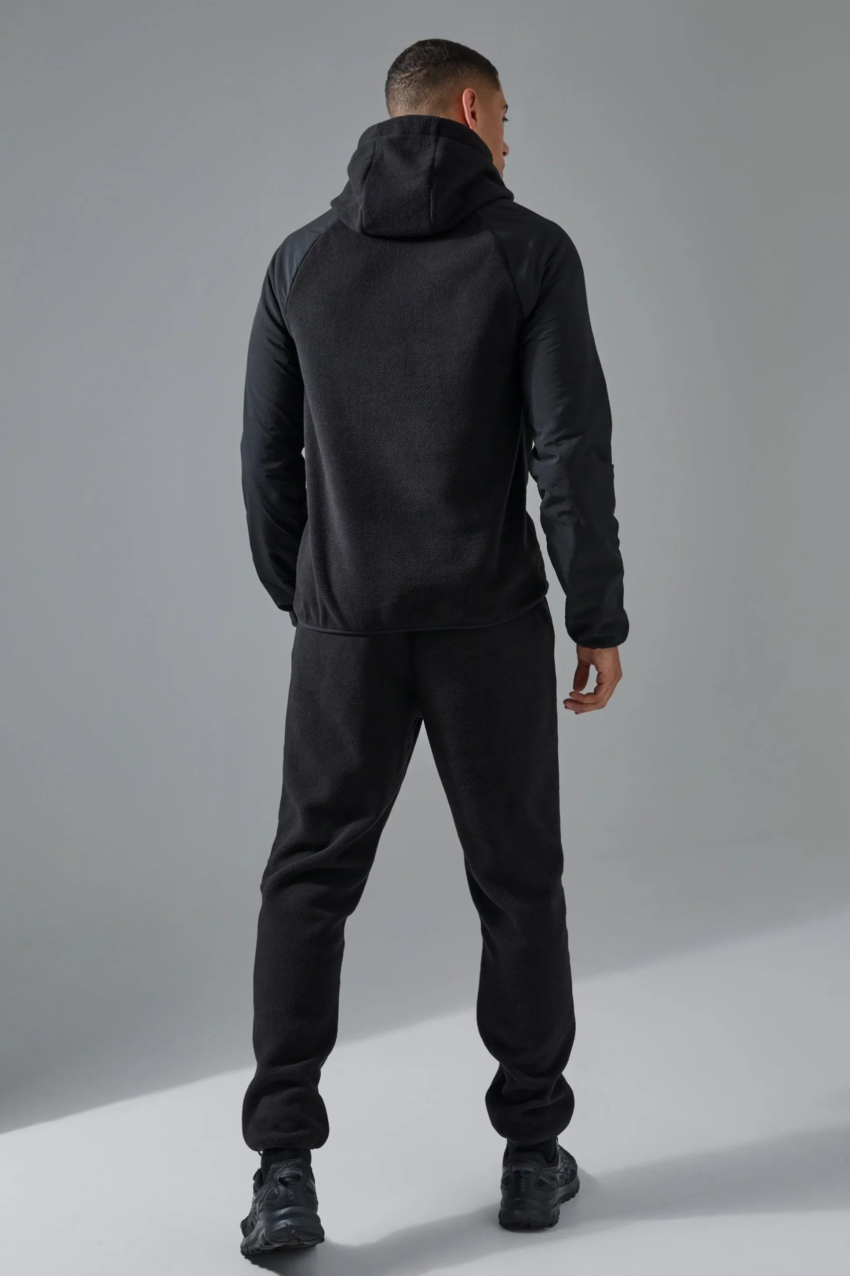 Man Active Fleece High Neck Hoodie | BoohooMAN UK