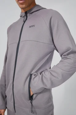 Man Active Fleece Regular Fit Zip Thru Hoodie | BoohooMAN UK