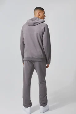 Man Active Fleece Regular Fit Zip Thru Hoodie | BoohooMAN UK