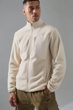Man Active Fleece Zip Thru Track Top | BoohooMAN UK