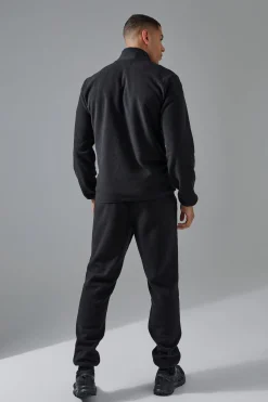 Man Active Fleece Zip Thru Track Top | BoohooMAN UK