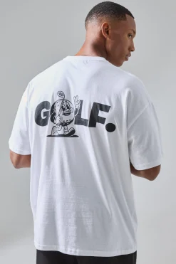 Man Active Golf Oversized Backprint T-shirt | BoohooMAN UK