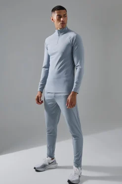 Man Active Gym 1/4 Zip Tracksuit | BoohooMAN UK